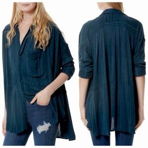 Free people cozy nights embroidered stripe blouse